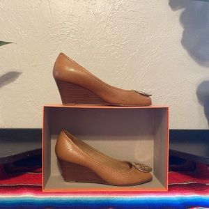 Tory Burch Tan Leather Wedges
